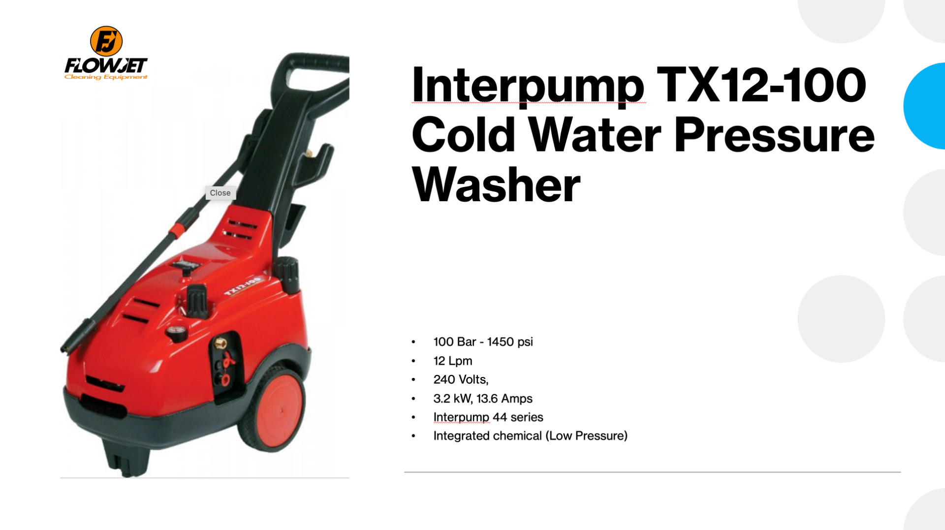 TX12100M Pressure Washer
