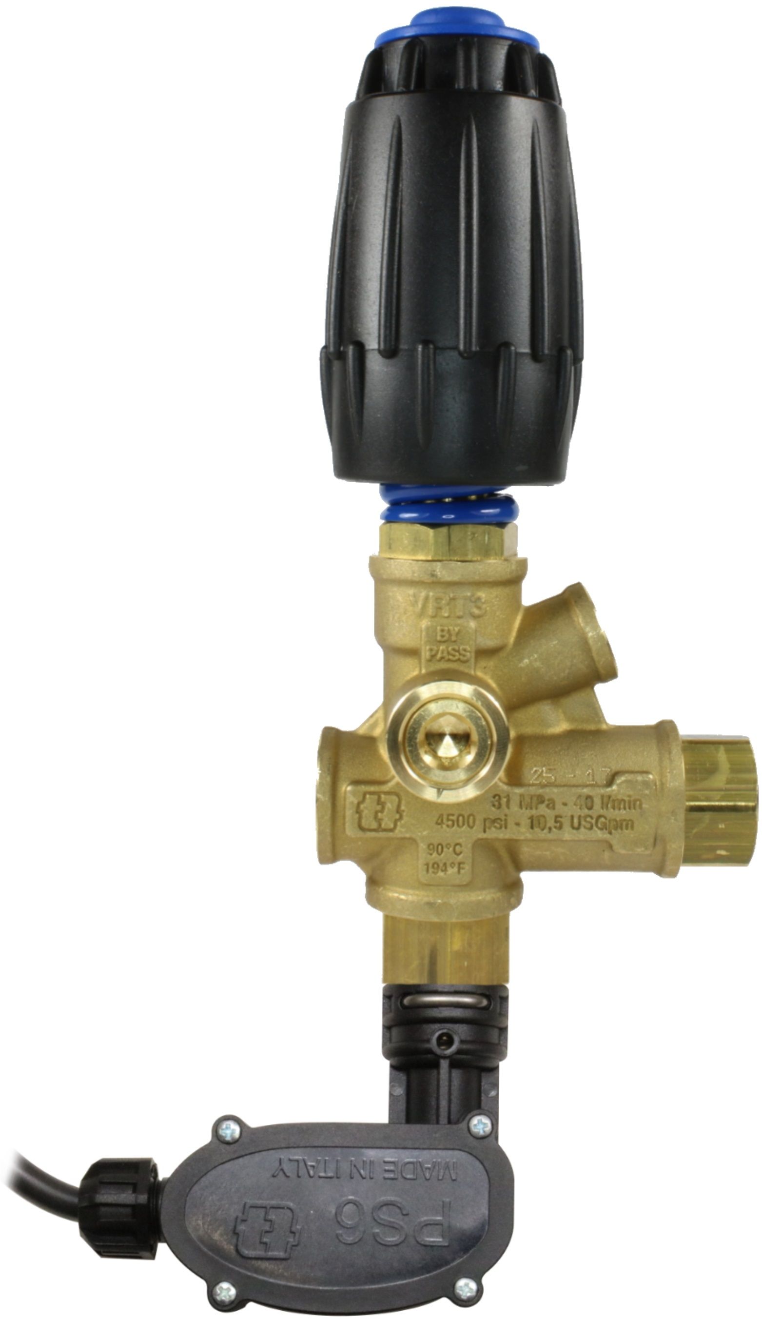 Tecomec VRT3 Unloader Valve with Pressure Switch, 220 Bar, 40 LPM, 3/8" F x 3/8" F