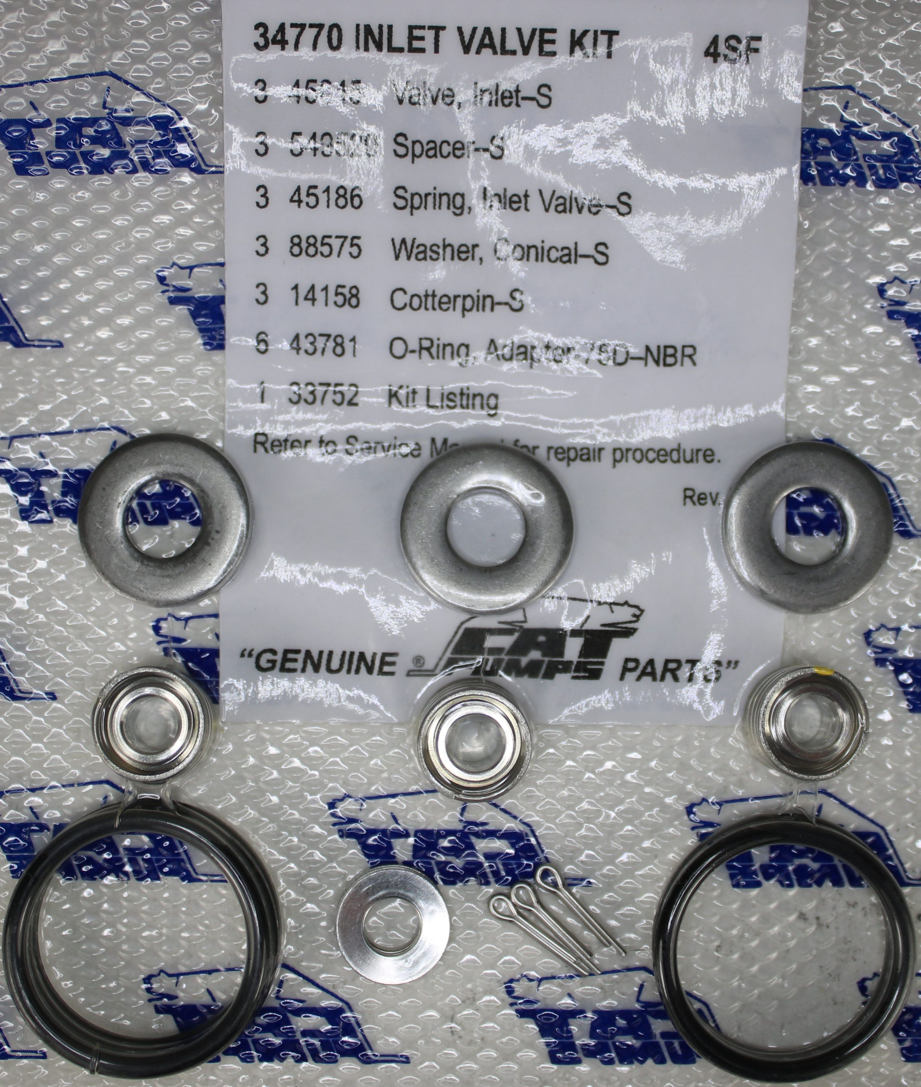 34770 Inlet Valve Kit for CAT pump 