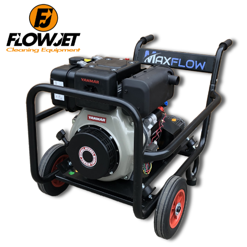 Maxflow Industrial Pressure Washer - Yanmar L100-V Interpump 15 LPM 200 Bar Trolley Frame