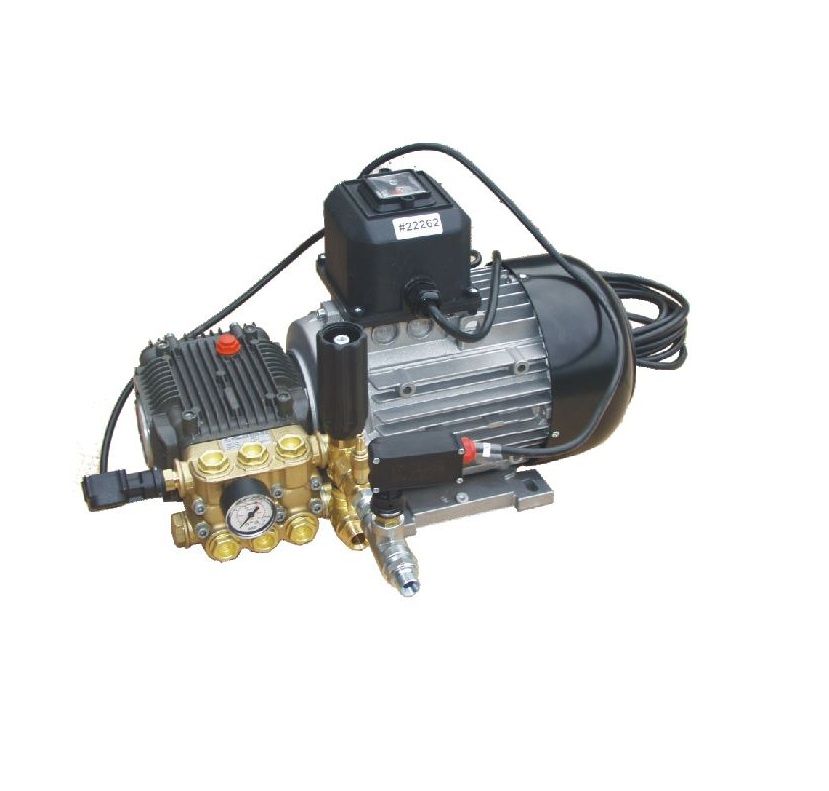 Ideal for the Hand-Car-Wash Market

1450 RPM piston pump with Brass head, built-in on/off switch, total stop system, unloader valve, chemical injector and pressure gauge

Simply attach an electrical plug, gun, hose and lance, connect to your power and