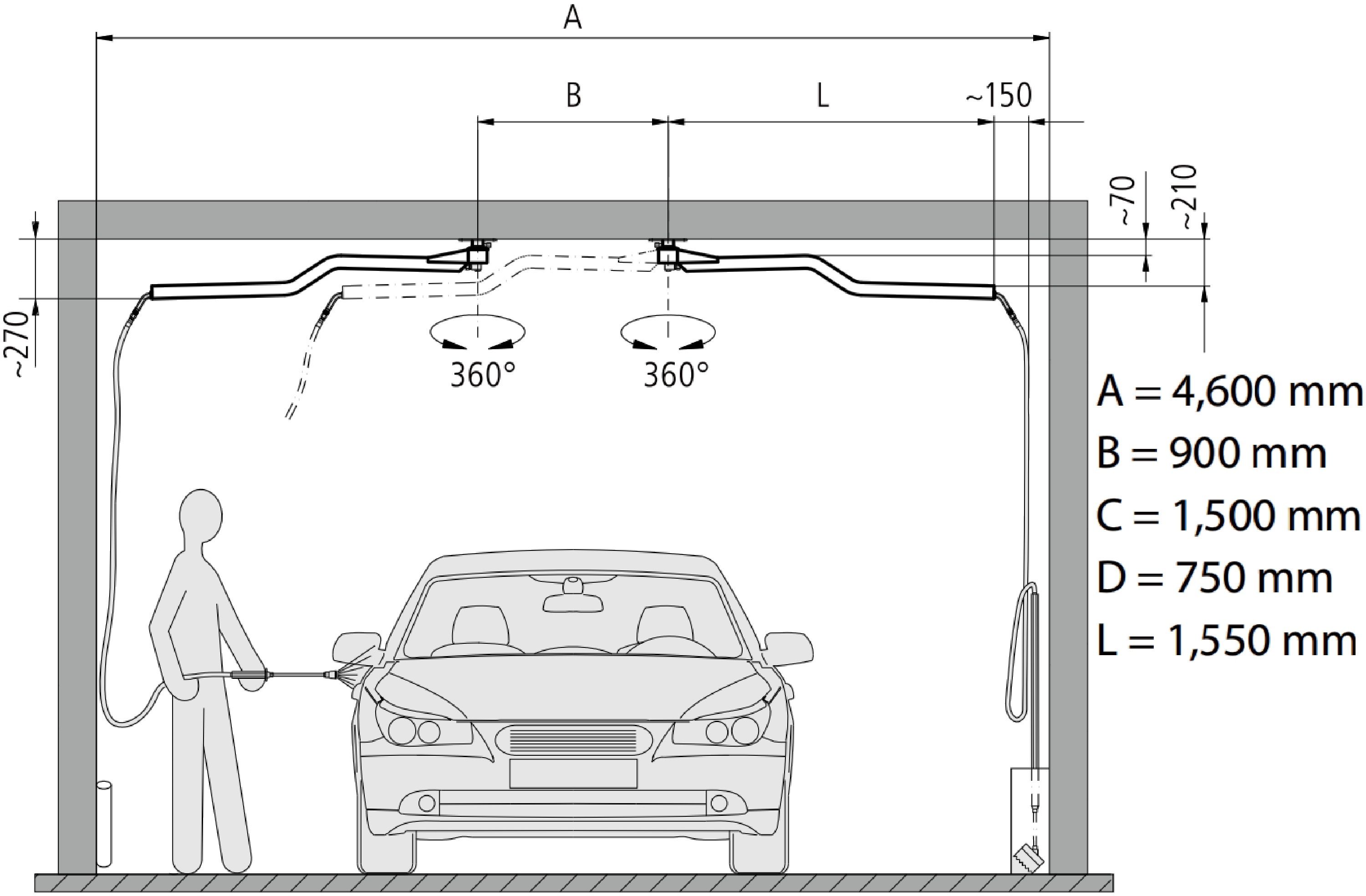 Car Wash Boom 1550mm, Ceiling Mounted – image 5