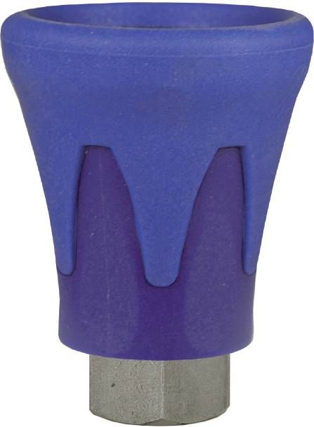 ST10 Nozzle Protector, 2-component design, 1/4” female stainless steel inlet, suitable for 1/4” M nozzles, blue, max pressure 500 Bar. Ideal for protecting nozzles and preserving surfaces during high-pressure cleaning.