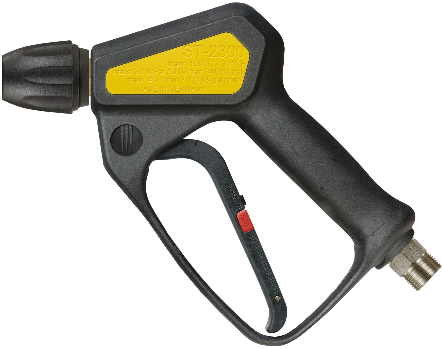 Suttner ST2300S Wash Gun with M22 Swivel Coupling, KEW Quick Release, 310 Bar, 45 LPM, Yellow