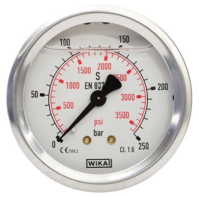 GAUGE 0-100 BAR 63MM 1/4"M REAR WIKA