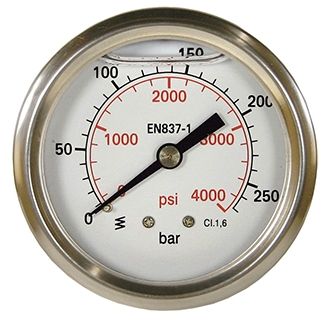 GAUGE 0-250 BAR 50MM 1/4"M REAR WIKA