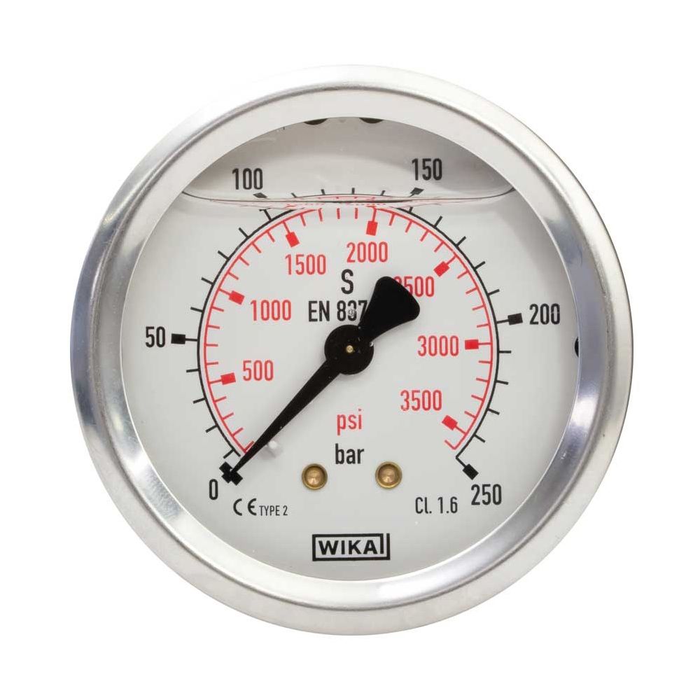 GAUGE 0-400 BAR 50MM 1/4"M REAR WIKA