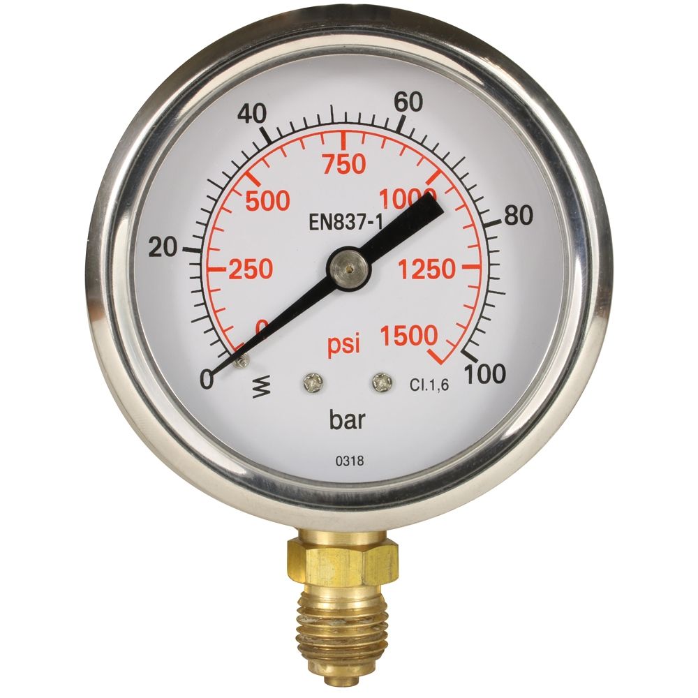 Pressure Gauge 0-100 Bar With Bottom Entry