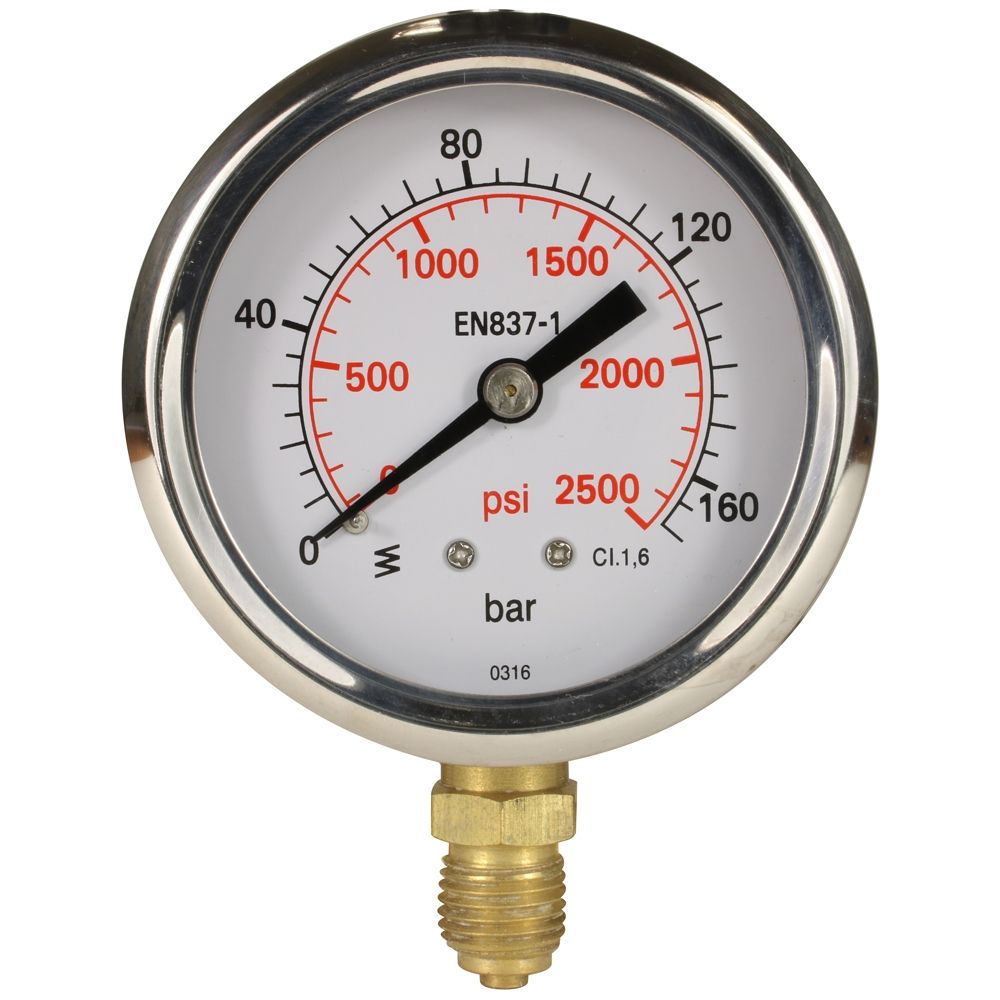 PRESSURE GAUGE 0-160 BAR BOTTOM ENTRY