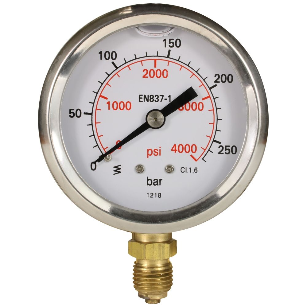 PRESSURE GAUGE 0-250 BAR WITH BOTTOM ENTRY