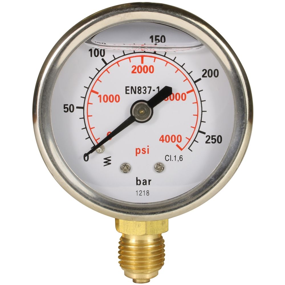 PRESSURE GAUGE 0-250 BAR WITH BOTTOM ENTRY