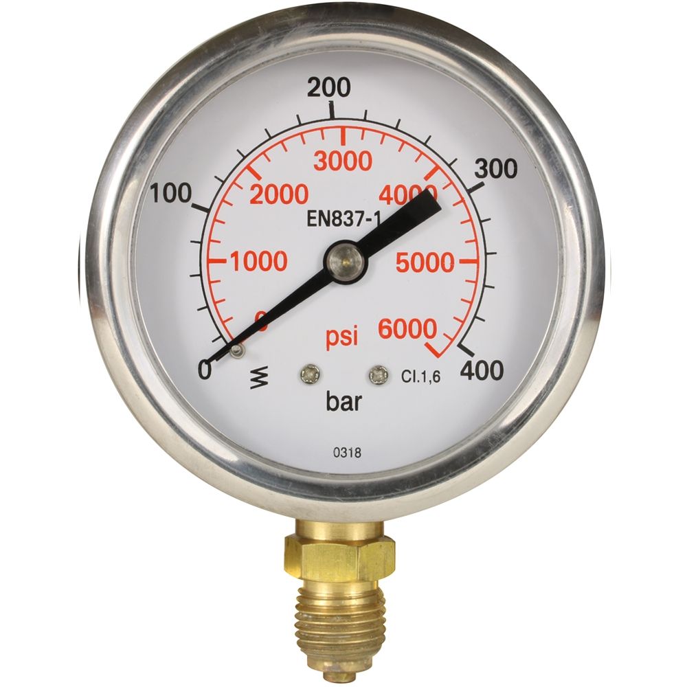 PRESSURE GAUGE 0-400 BAR WITH BOTTOM ENTRY