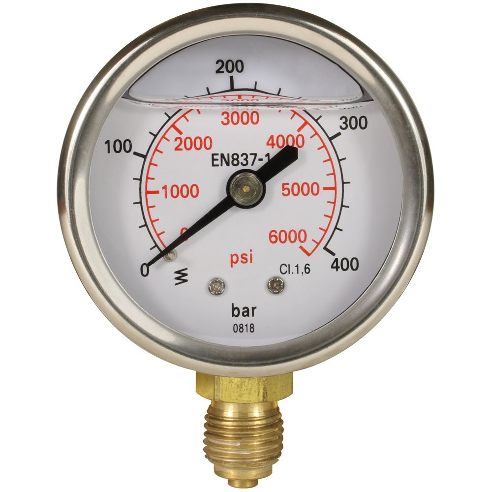 PRESSURE GAUGE 0-400 BAR WITH BOTTOM ENTRY