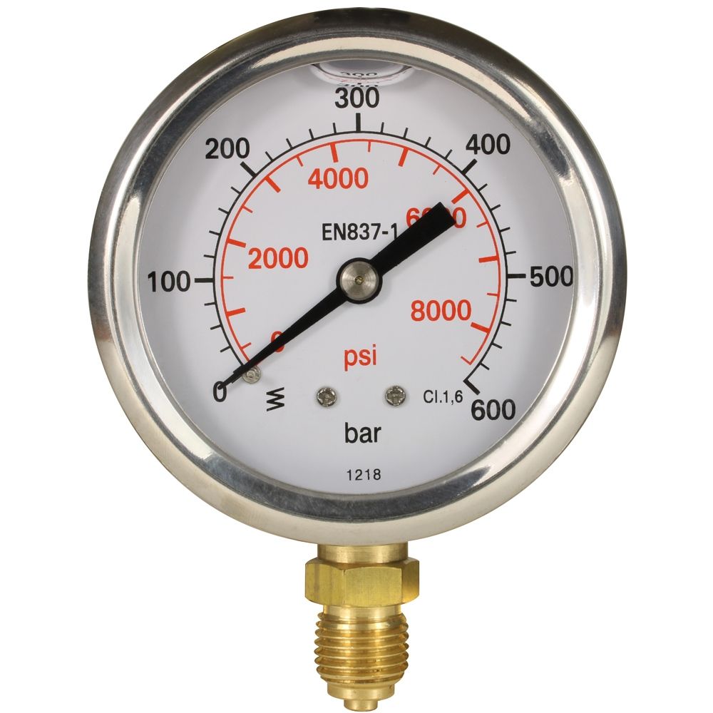 PRESSURE GAUGE 0-600 BAR WITH BOTTOM ENTRY