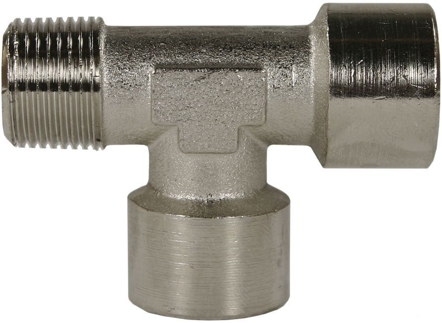 HOSE ADAPTOR NICKEL PLATED BRASS MALE to FEMALE TEE-1/4" X 1/4"