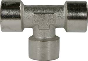 HOSE ADAPTOR NICKEL PLATED BRASS FEMALE TEE-1/4" X 1/4"