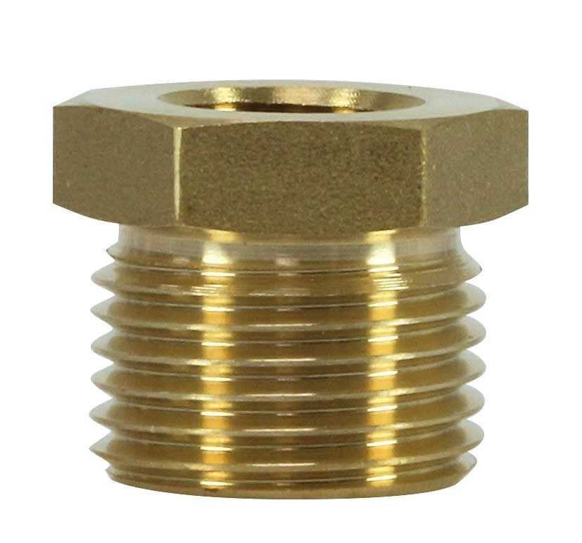 FEMALE TO MALE BRASS REDUCTION NIPPLE ADAPTOR-1/8"F to 1/4"M