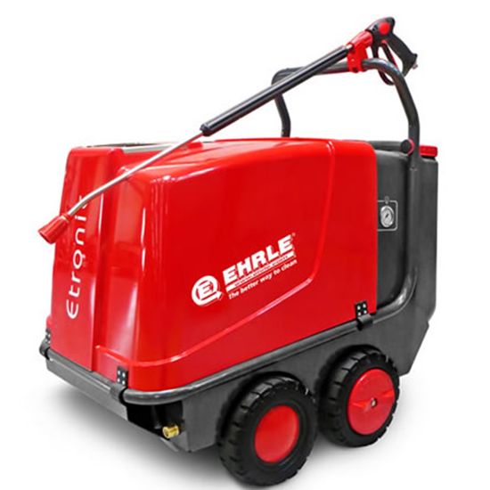 Ehrle HD623 Hot Pressure Washer – UK Standard (Code: 497000), 30-120 Bar, 300-600 L/h, dual motors, Etronic I Controls, 25L diesel tank, 20L detergent tank, 4 large rubber wheels for rough terrain.