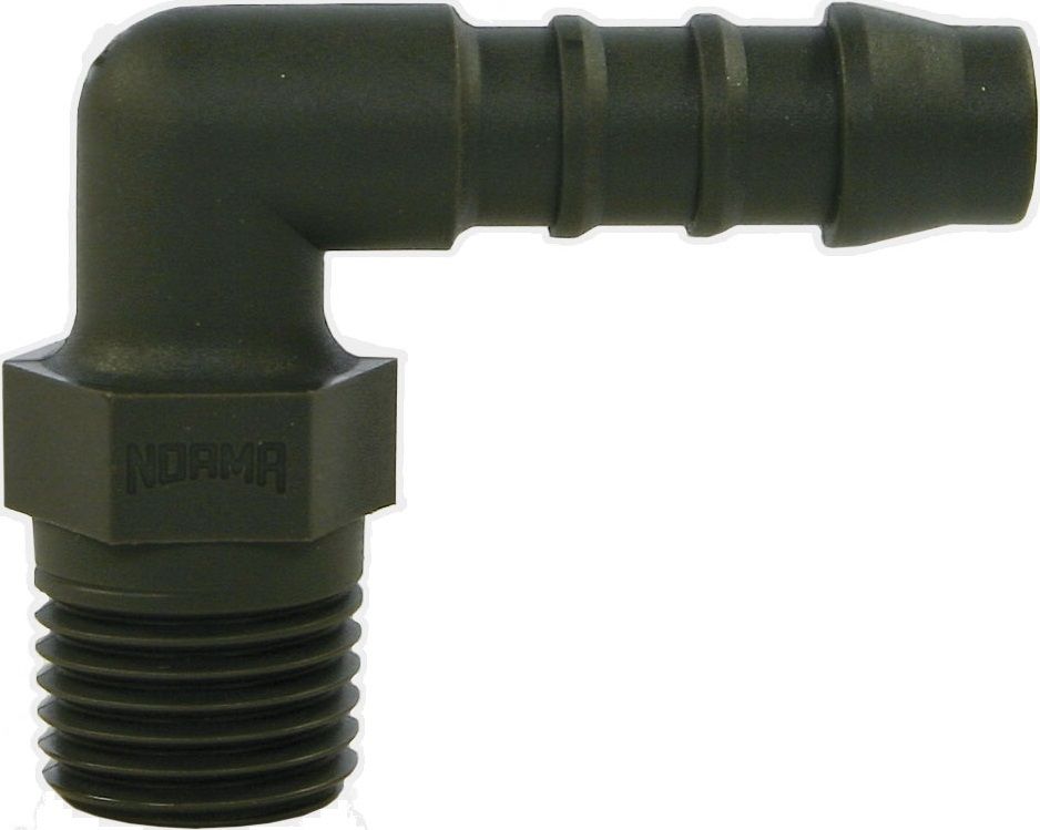 HOSE TAIL PLASTIC 90Â°, 1/8" MALE -6mm