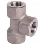 Stainless Steel Tee (Part No: 12.3050.55), 600 Bar pressure rating, made from AISI 303 stainless steel, with 3x 3/8” BSP female threads for high-pressure applications