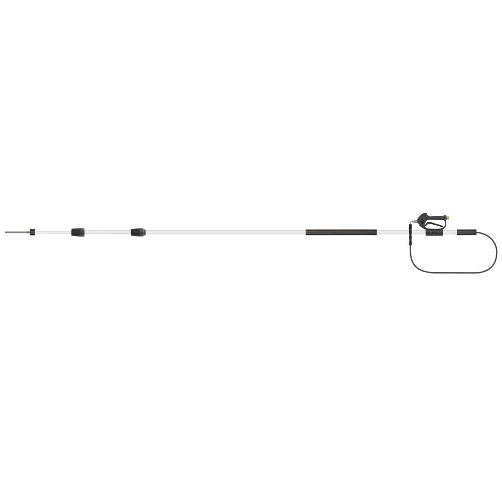 The New RM Suttner telescopic lance for cleaning at great heights featuring Suttners new high pressure spray gun ST-602. There are four different versions in this new range of telescopic lances, made from aluminium and fiberglass with different lengths up