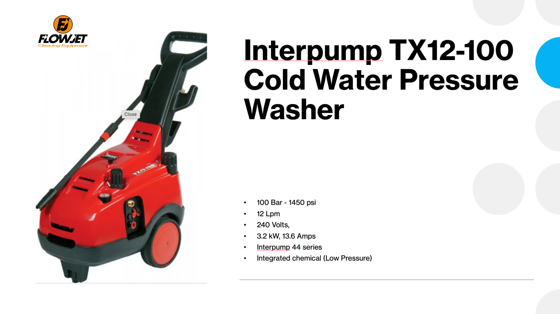 TX12100M Pressure Washer 