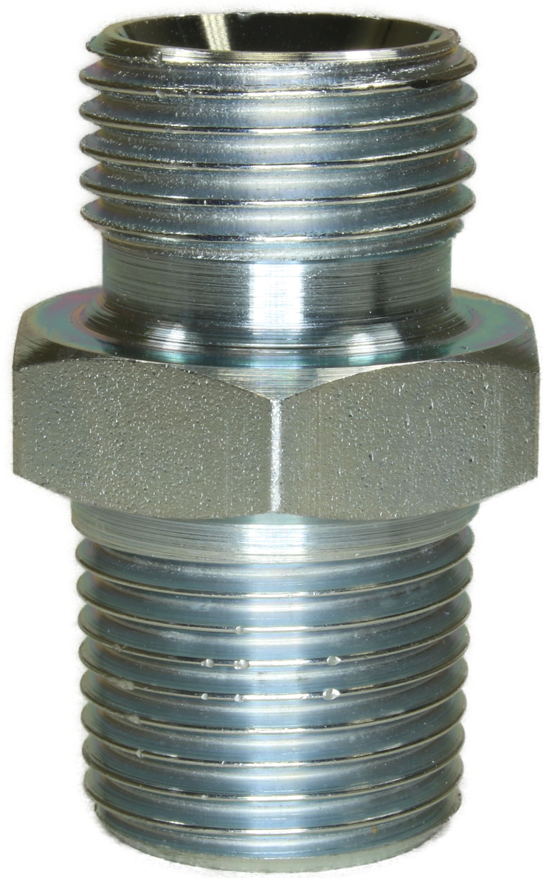 MALE TO MALE ZINC PLATED STEEL ADAPTOR BSP TO NPT TAPERED-3/8"M to 3/8"TM