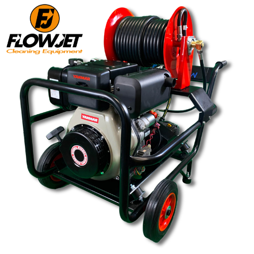 Maxflow Industrial Pressure Washer - Yanmar L100-V Comet Pump 15 LPM Trolley Frame + Reel